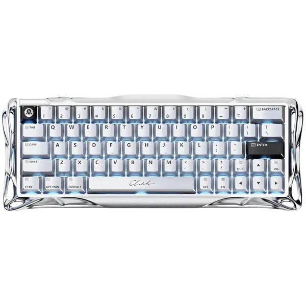 Фото - Клавіатура дротова ігрова GravaStar Mercury V60 Pro 60keys, GravaStar Blackcore, USB-A, 8k, RGB, Chrome Silver (GSV60PRO_XTAL_SLV)