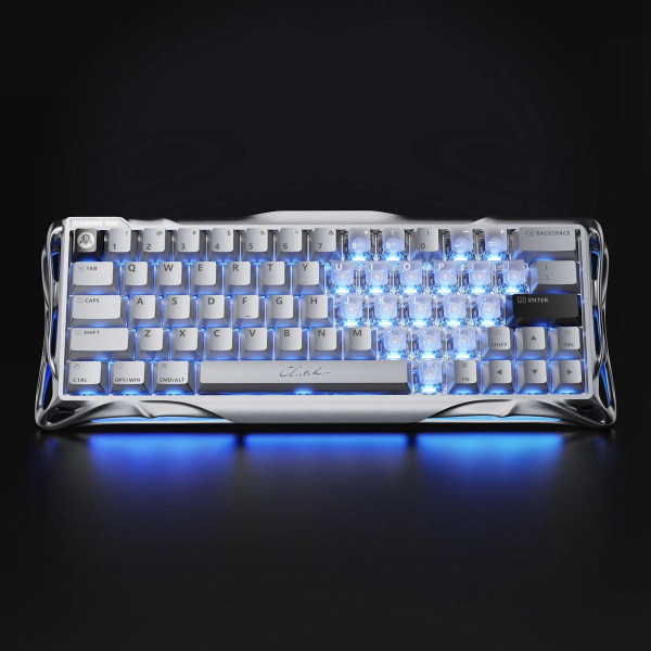 Фото - Клавіатура дротова ігрова GravaStar Mercury V60 Pro 60keys, GravaStar Blackcore, USB-A, 8k, RGB, Chrome Silver (GSV60PRO_XTAL_SLV)