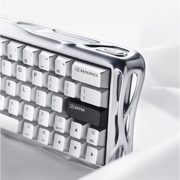 Фото - Клавіатура дротова ігрова GravaStar Mercury V60 Pro 60keys, GravaStar Blackcore, USB-A, 8k, RGB, Chrome Silver (GSV60PRO_XTAL_SLV)
