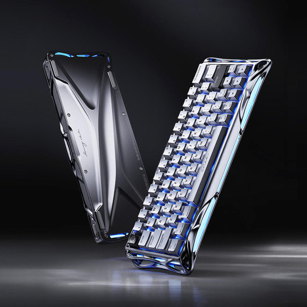 Фото - Клавіатура дротова ігрова GravaStar Mercury V60 Pro 60keys, GravaStar Blackcore, USB-A, 8k, RGB, Chrome Silver (GSV60PRO_XTAL_SLV)
