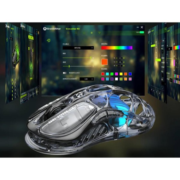 Фото - Мышь беспроводная игровая GravaStar Mercury M2 BT/WL/USB-A RGB (GRAVASTARM2_XTAL_BLK)