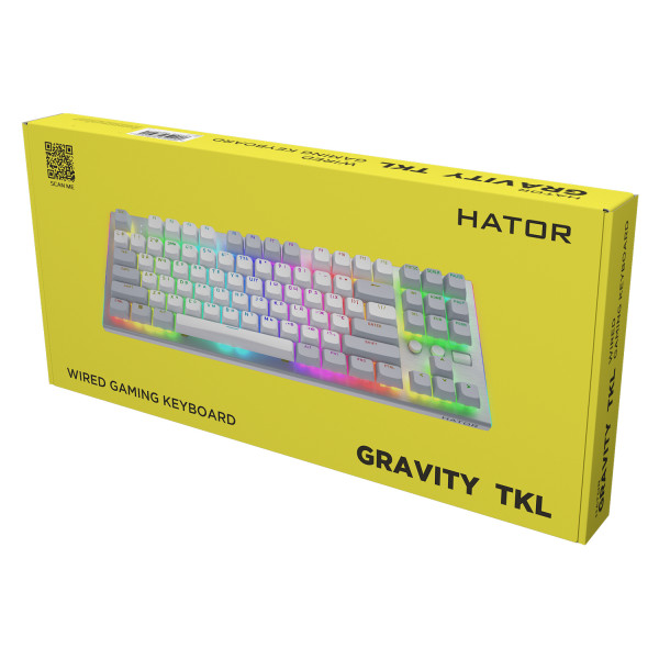 Фото - Уцінка - Клавіатура дротова ігрова Hator Gravity TKL Orange USB White (HTK561UA)