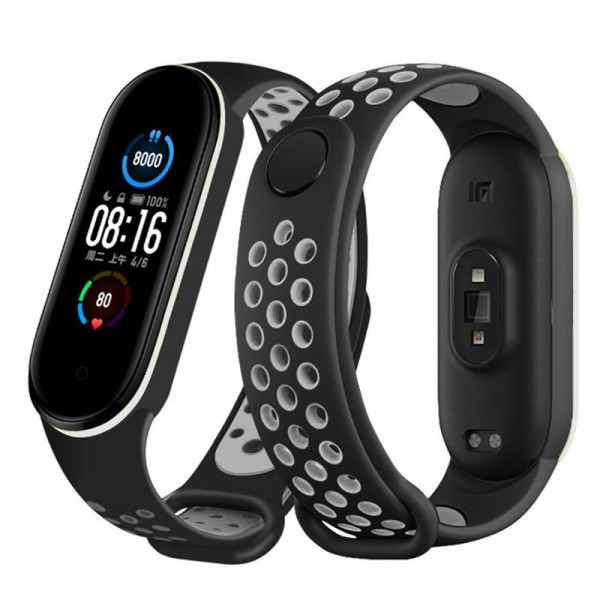 Фото - Ремінець для фітнес-браслету BeCover Vents Style for Xiaomi Mi Smart Band 7 Black-Gray (710504)