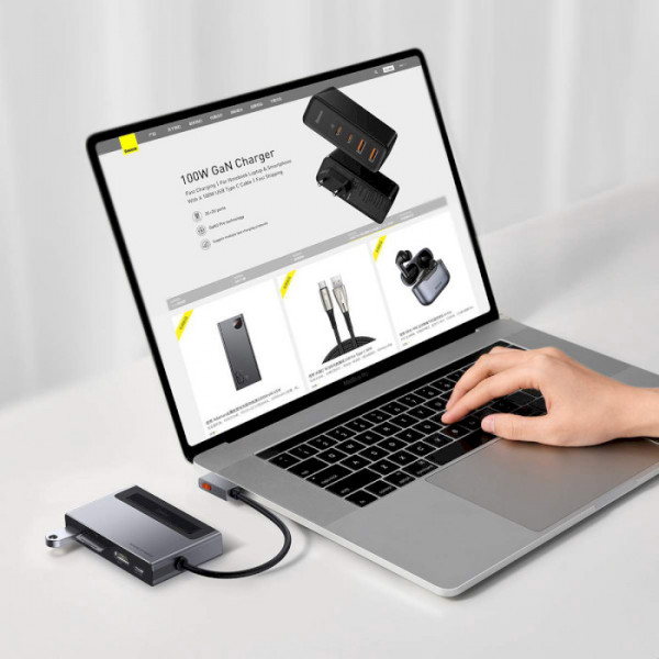 Фото - Хаб USB Baseus Magic Multifunctional Type-C HUB Space Gray (CAHUB-DA0G)