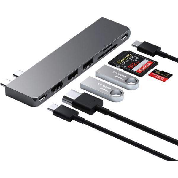 Фото - Хаб USB Satechi Aluminum USB-C Pro Hub Slim Adapter Space Gray (ST-HUCPHSM)