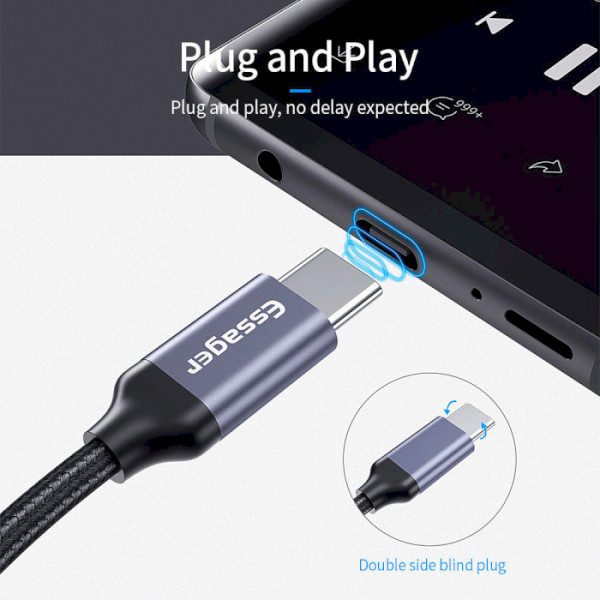 Фото - Переходник аудио Essager E01 Type c to 3.5mm Jack Headphone Adapter Grey (EZJE01-0G)