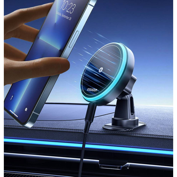 Фото - Автодержатель с беспроводной зарядкой Essager Element magnetic wireless charging car bracket outlet + paste model (EZJCX-YS01-Z)