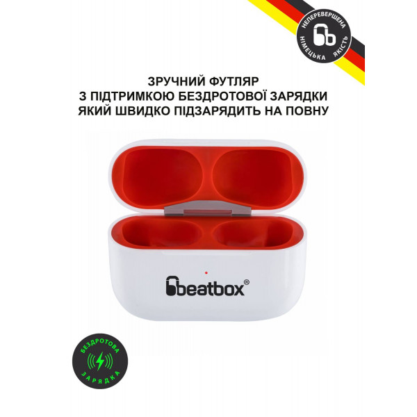 Фото - Наушники вкладыши беспроводные TWS BeatBox PODS PRO 1 Wireless charging white-red (bbppro1wcwr)