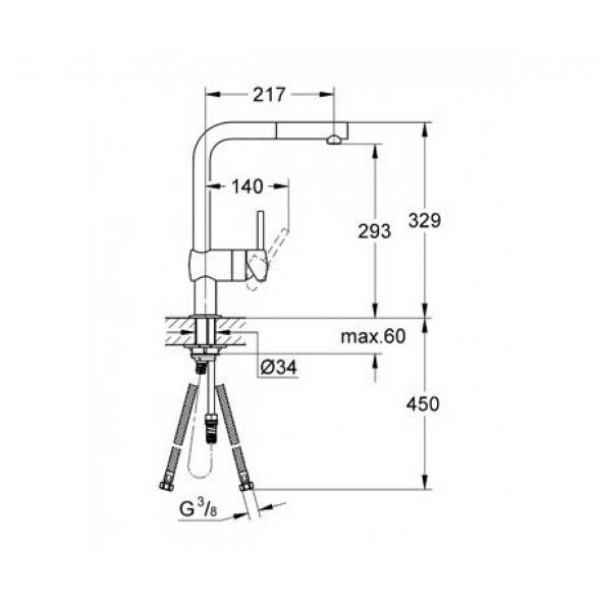 Фото - Смеситель кухонный Grohe Vento Ohm L Pull Хром (30436000)