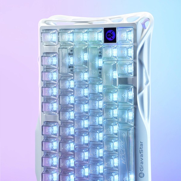 Фото - Клавиатура беспроводная игровая GravaStar Mercury K1 Lite 80keys BT/WL/USB RGB Crystal Aurora (GSK1LITE_XTAL_AUROA)