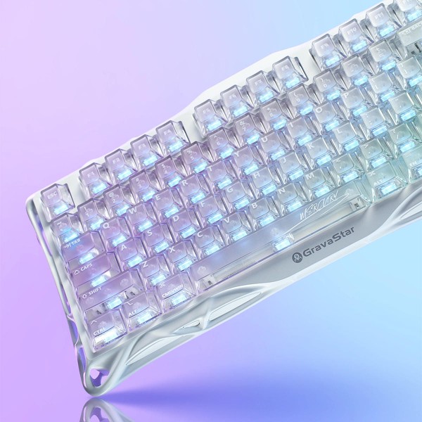 Фото - Клавиатура беспроводная игровая GravaStar Mercury K1 Lite 80keys BT/WL/USB RGB Crystal Aurora (GSK1LITE_XTAL_AUROA)