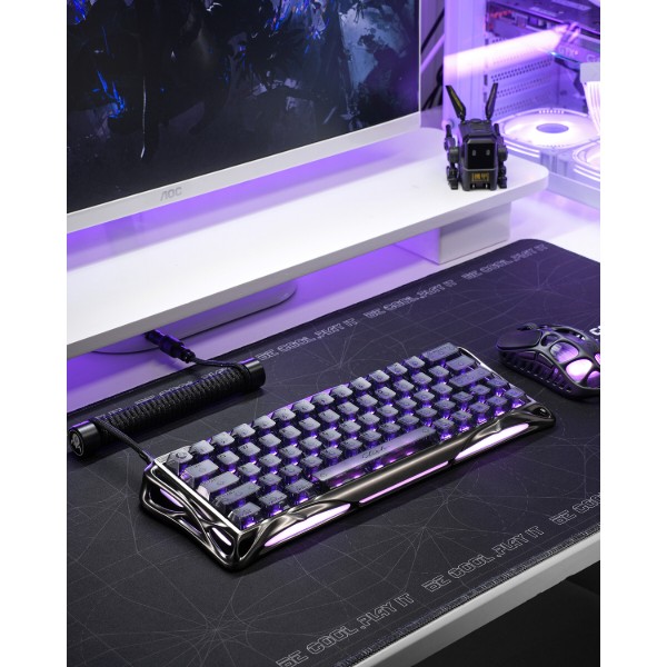 Фото - Клавіатура бездротова ігрова GravaStar Mercury V60 PRO 60keys Gunmetal Smok ( PROGSV60PRO_XTAL_S_BLK)