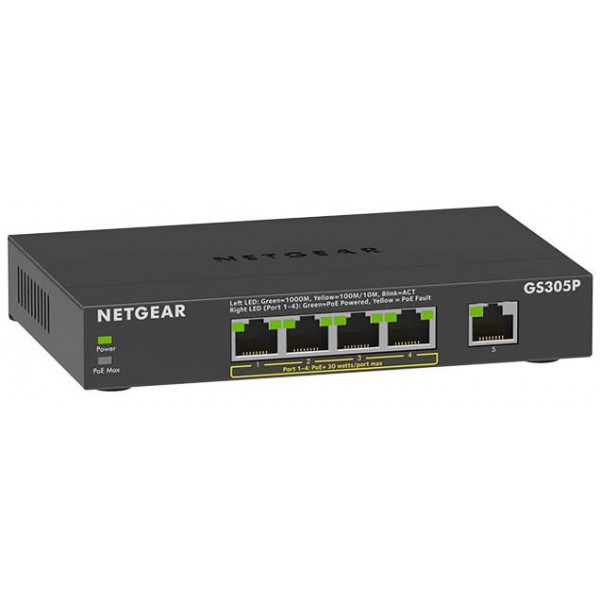 Фото - Коммутатор локальної мережі (Switch) Netgear GS305P-300EUS Фото - Коммутатор локальної мережі (Switch) Netgear GS305P-300EUS