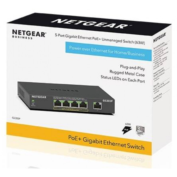 Фото - Коммутатор локальної мережі (Switch) Netgear GS305P-300EUS