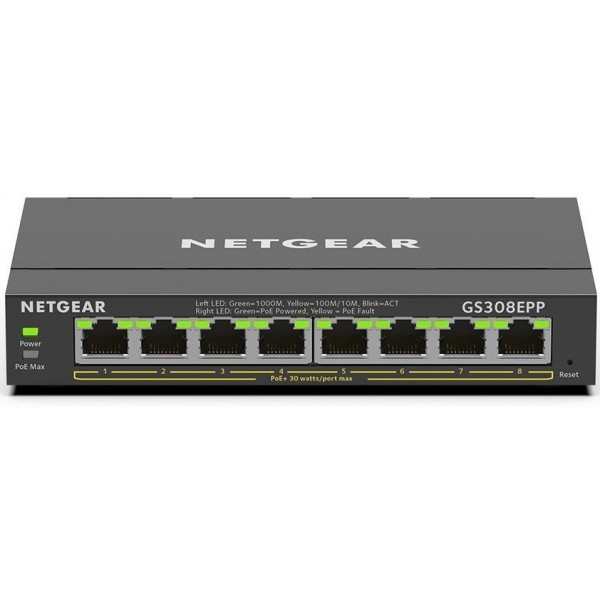 Фото - Коммутатор локальної мережі (Switch) Netgear GS308EPP-100PES