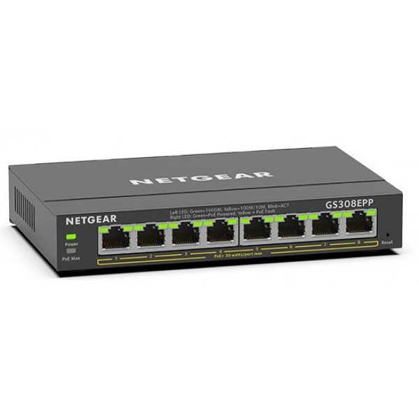 Фото - Коммутатор локальної мережі (Switch) Netgear GS308EPP-100PES