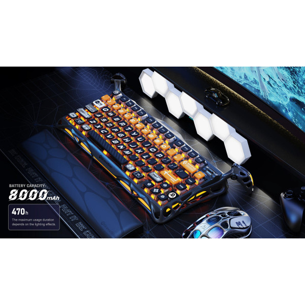 Фото - Клавіатура бездротова ігрова GravaStar Mercury K1 Pro 80keys, GravaStar x Kailh Speedy Mint, BT/WL/USB, CyberFlare (GS_K1_PRO_BO_BLK)