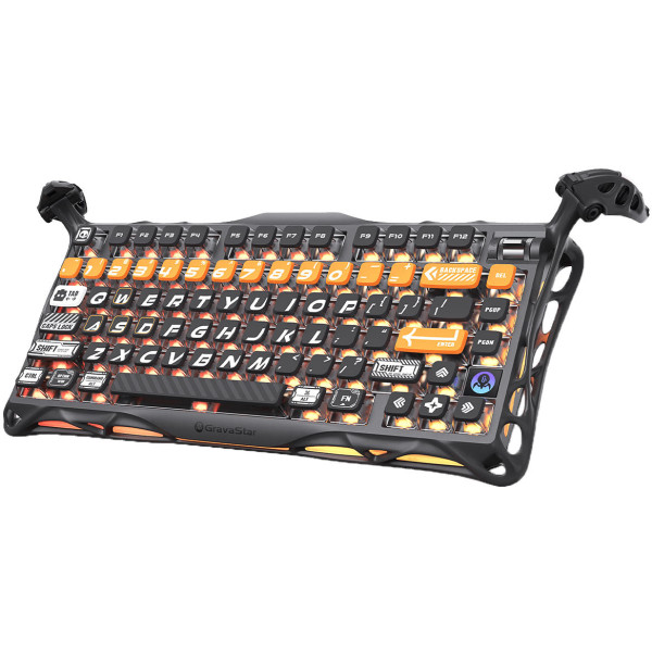 Фото - Клавіатура бездротова ігрова GravaStar Mercury K1 Pro 80keys, GravaStar x Kailh Speedy Mint, BT/WL/USB, CyberFlare (GS_K1_PRO_BO_BLK)
