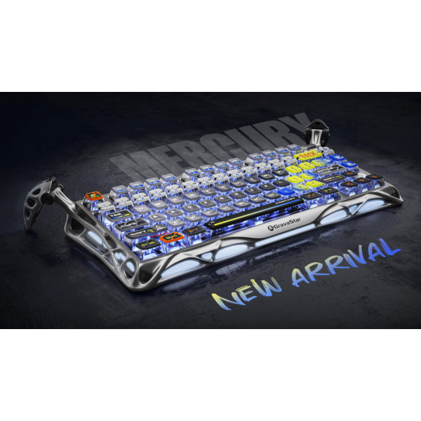 Фото - Клавиатура беспроводная игровая GravaStar Mercury K1 Pro 80keys, GravaStar x Kailh Speedy Mint, BT/WL/USB, Interstellar Silver (GS_K1_PRO_S_CGRY)