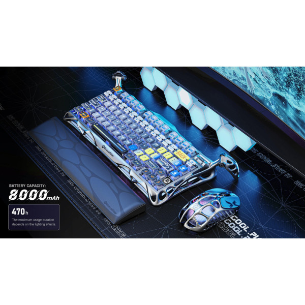 Фото - Клавиатура беспроводная игровая GravaStar Mercury K1 Pro 80keys, GravaStar x Kailh Speedy Mint, BT/WL/USB, Interstellar Silver (GS_K1_PRO_S_CGRY)