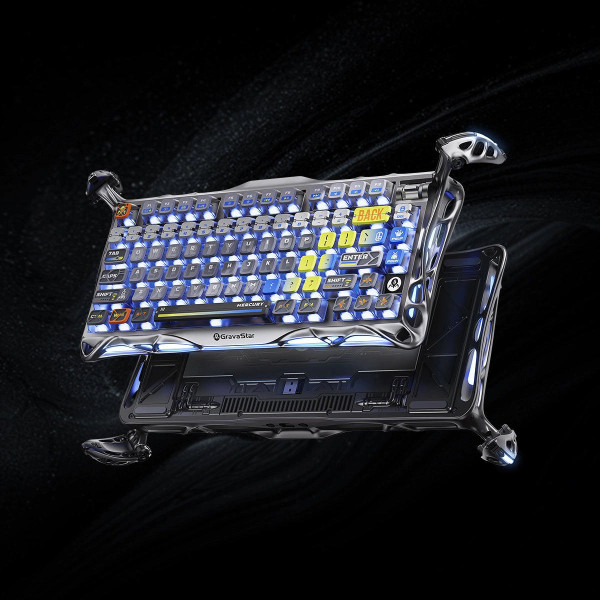 Фото - Клавиатура беспроводная игровая GravaStar Mercury K1 Pro 80keys, GravaStar x Kailh Speedy Mint, BT/WL/USB, Interstellar Silver (GS_K1_PRO_S_CGRY)