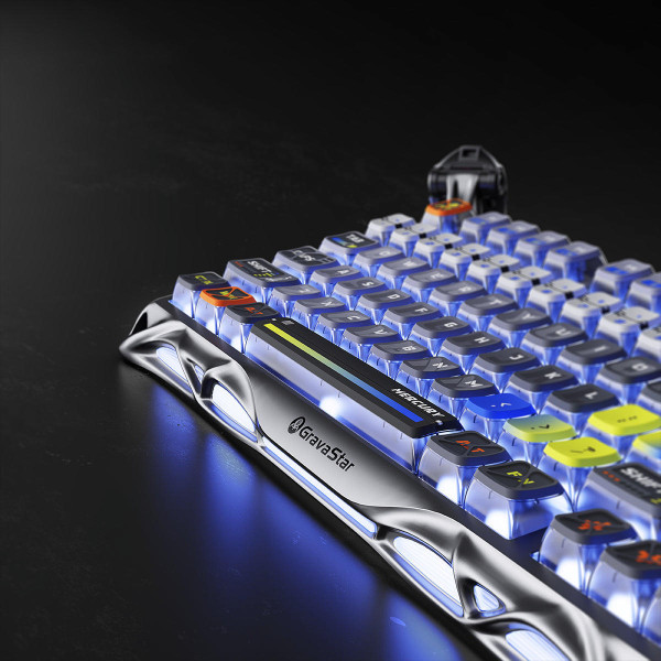 Фото - Клавиатура беспроводная игровая GravaStar Mercury K1 Pro 80keys, GravaStar x Kailh Speedy Mint, BT/WL/USB, Interstellar Silver (GS_K1_PRO_S_CGRY)