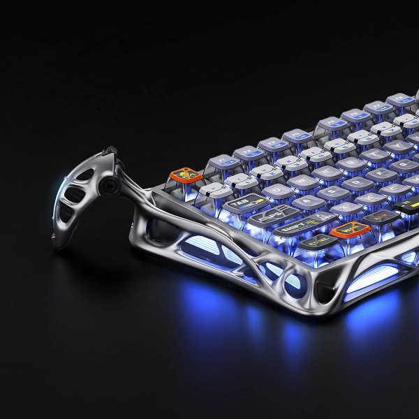 Фото - Клавиатура беспроводная игровая GravaStar Mercury K1 Pro 80keys, GravaStar x Kailh Speedy Mint, BT/WL/USB, Interstellar Silver (GS_K1_PRO_S_CGRY)