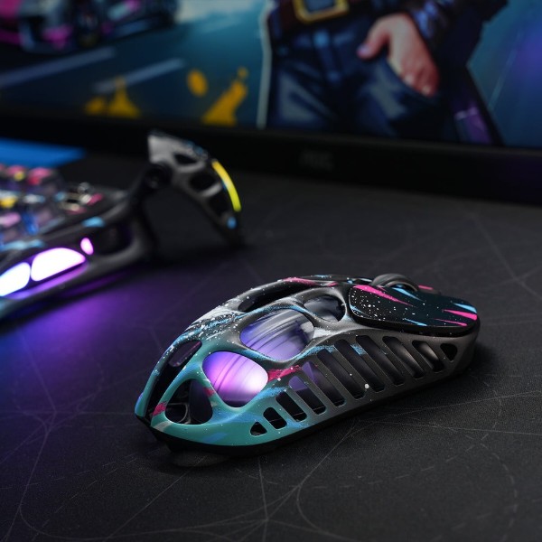 Фото - Миша бездротова ігрова GravaStar Mercury X Pro, 8K, BT/WL/USB-A, RGB, Neon Graffiti (GS_X_PRO_CG_BLK)
