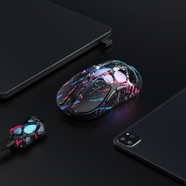 Фото - Миша бездротова ігрова GravaStar Mercury X Pro, 8K, BT/WL/USB-A, RGB, Neon Graffiti (GS_X_PRO_CG_BLK)