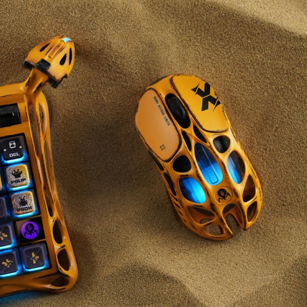 Фото - Миша бездротова ігрова GravaStar Mercury X Pro, 8K, BT/WL/USB-A, RGB, Battle-Worn Yellow (GS_X_PRO_YLW)