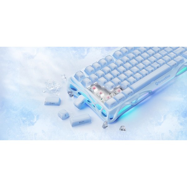 Фото - Клавіатура бездротова ігрова GravaStar Mercury K1 80keys EN BT/WL/USB Ice Blue (GSK1_BLU)
