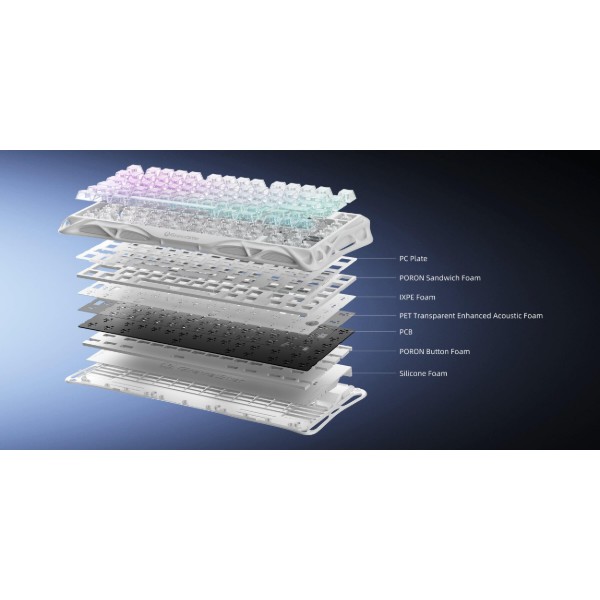 Фото - Клавиатура беспроводная игровая GravaStar Mercury K1 Lite 80keys BT/WL/USB RGB Crystal Aurora (GSK1LITE_XTAL_AUROA)