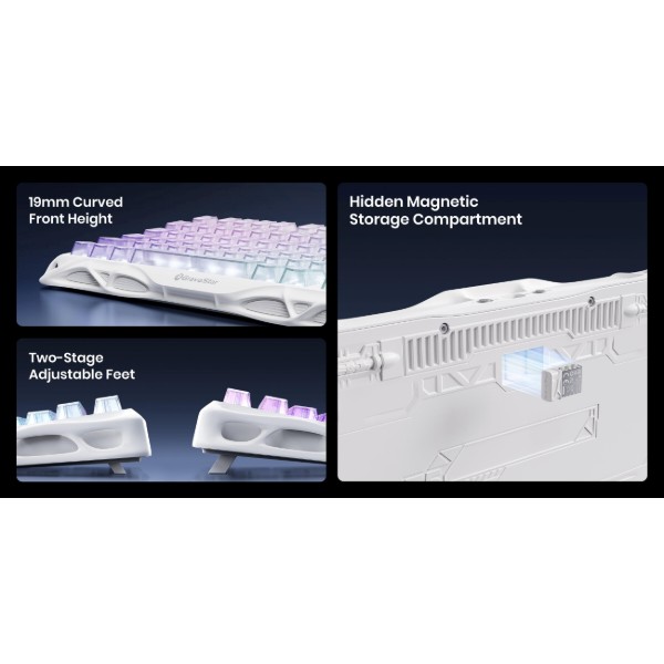 Фото - Клавиатура беспроводная игровая GravaStar Mercury K1 Lite 80keys BT/WL/USB RGB Crystal Aurora (GSK1LITE_XTAL_AUROA)
