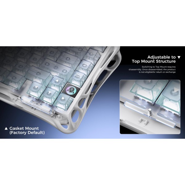 Фото - Клавиатура беспроводная игровая GravaStar Mercury K1 Lite 80keys BT/WL/USB RGB Crystal Aurora (GSK1LITE_XTAL_AUROA)