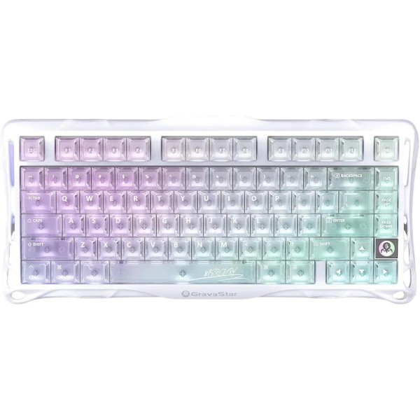 Фото - Клавиатура беспроводная игровая GravaStar Mercury K1 Lite 80keys BT/WL/USB RGB Crystal Aurora (GSK1LITE_XTAL_AUROA)