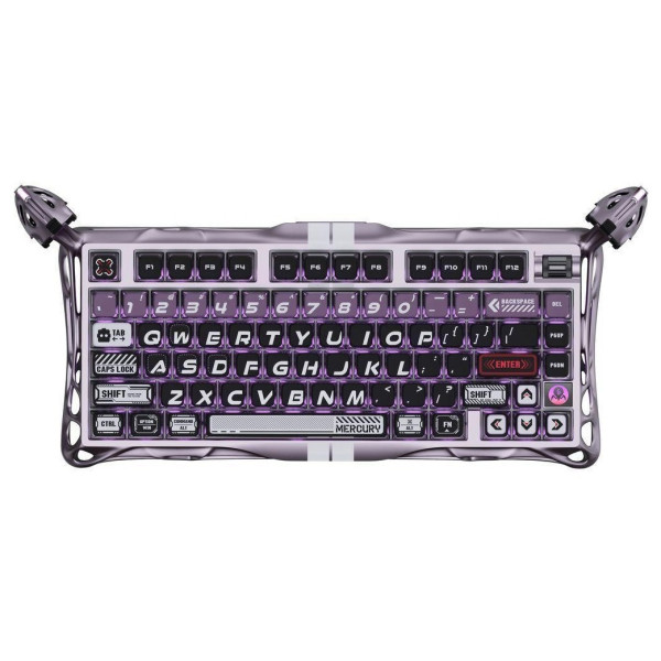 Фото - Клавіатура дротова ігрова GravaStar Mercury V75 Pro 80keys, GravaStar x Gateron Jade Gaming, USB-A, 8k, RGB, Iron Purple (GSV75PRO_PL)