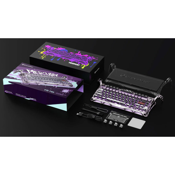 Фото - Клавіатура дротова ігрова GravaStar Mercury V75 Pro 80keys, GravaStar x Gateron Jade Gaming, USB-A, 8k, RGB, Iron Purple (GSV75PRO_PL)