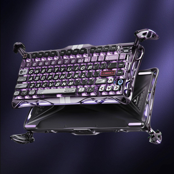 Фото - Клавіатура дротова ігрова GravaStar Mercury V75 Pro 80keys, GravaStar x Gateron Jade Gaming, USB-A, 8k, RGB, Iron Purple (GSV75PRO_PL)