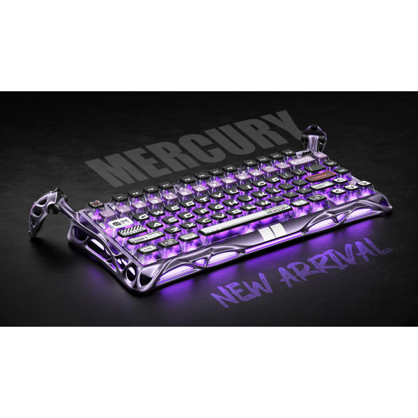Фото - Клавіатура дротова ігрова GravaStar Mercury V75 Pro 80keys, GravaStar x Gateron Jade Gaming, USB-A, 8k, RGB, Iron Purple (GSV75PRO_PL)