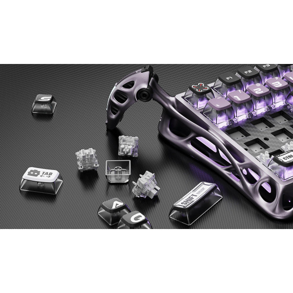 Фото - Клавіатура дротова ігрова GravaStar Mercury V75 Pro 80keys, GravaStar x Gateron Jade Gaming, USB-A, 8k, RGB, Iron Purple (GSV75PRO_PL)