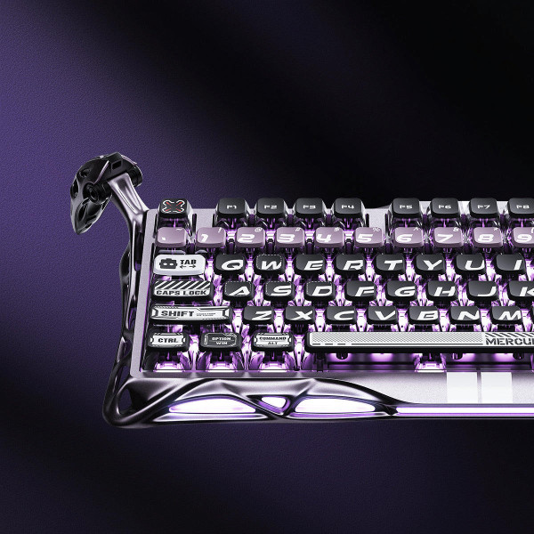 Фото - Клавіатура дротова ігрова GravaStar Mercury V75 Pro 80keys, GravaStar x Gateron Jade Gaming, USB-A, 8k, RGB, Iron Purple (GSV75PRO_PL)