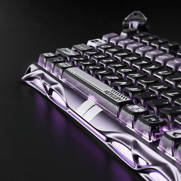 Фото - Клавіатура дротова ігрова GravaStar Mercury V75 Pro 80keys, GravaStar x Gateron Jade Gaming, USB-A, 8k, RGB, Iron Purple (GSV75PRO_PL)