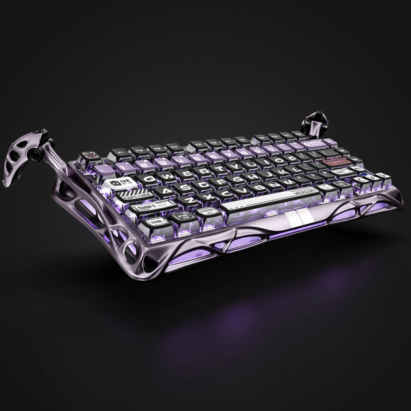 Фото - Клавіатура дротова ігрова GravaStar Mercury V75 Pro 80keys, GravaStar x Gateron Jade Gaming, USB-A, 8k, RGB, Iron Purple (GSV75PRO_PL)