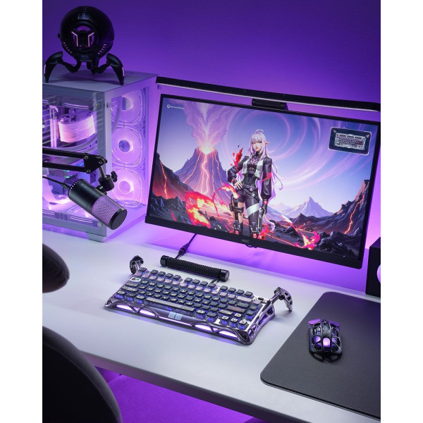 Фото - Клавіатура дротова ігрова GravaStar Mercury V75 Pro 80keys, GravaStar x Gateron Jade Gaming, USB-A, 8k, RGB, Iron Purple (GSV75PRO_PL)