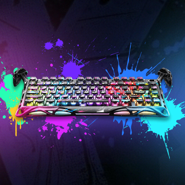 Фото - Клавіатура дротова ігрова GravaStar Mercury V75 Pro 80keys, Magnetic Jade Gaming, 8K, USB-A, RGB, Neon Graffiti (GSV75PRO_U_CG_BLK)