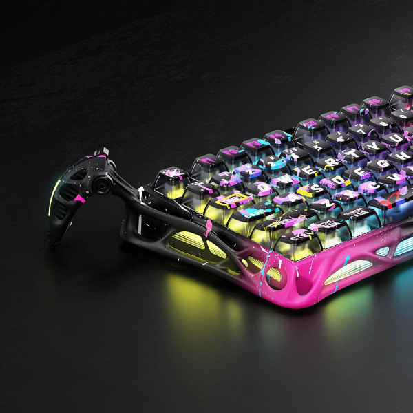 Фото - Клавіатура дротова ігрова GravaStar Mercury V75 Pro 80keys, Magnetic Jade Gaming, 8K, USB-A, RGB, Neon Graffiti (GSV75PRO_U_CG_BLK)