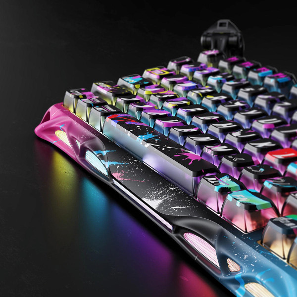 Фото - Клавіатура дротова ігрова GravaStar Mercury V75 Pro 80keys, Magnetic Jade Gaming, 8K, USB-A, RGB, Neon Graffiti (GSV75PRO_U_CG_BLK)