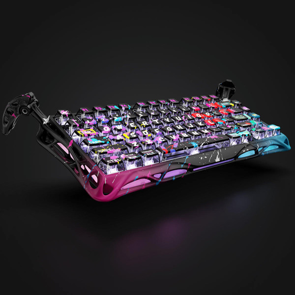 Фото - Клавіатура дротова ігрова GravaStar Mercury V75 Pro 80keys, Magnetic Jade Gaming, 8K, USB-A, RGB, Neon Graffiti (GSV75PRO_U_CG_BLK)