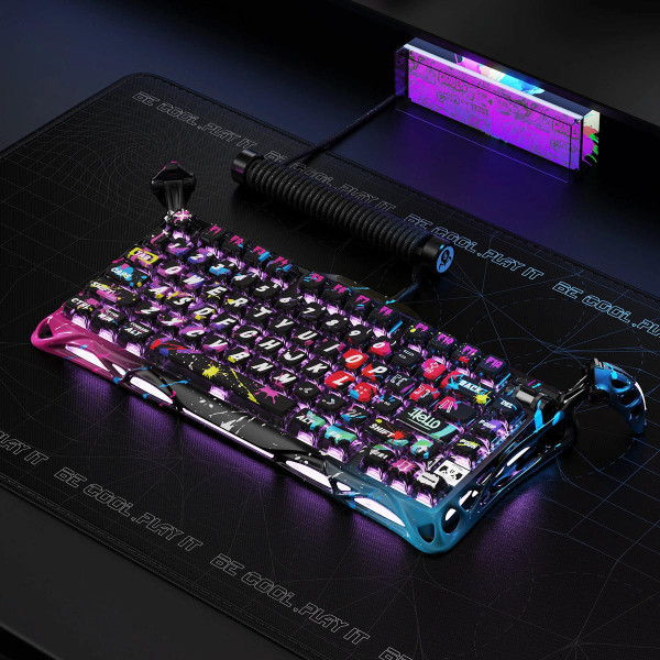 Фото - Клавіатура дротова ігрова GravaStar Mercury V75 Pro 80keys, Magnetic Jade Gaming, 8K, USB-A, RGB, Neon Graffiti (GSV75PRO_U_CG_BLK)