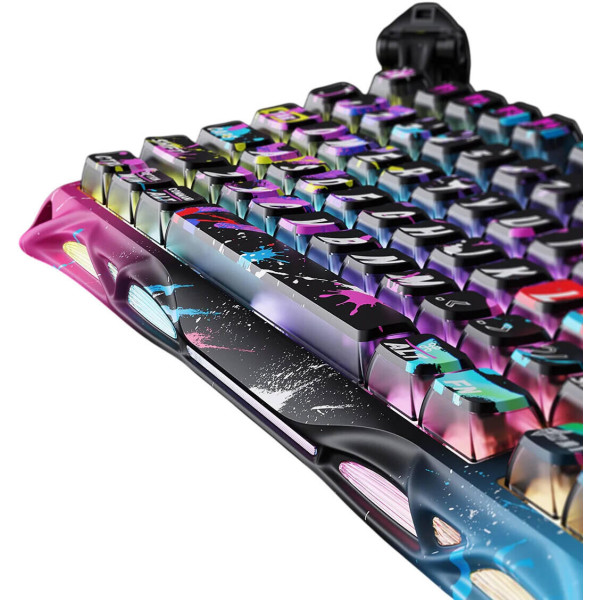 Фото - Клавіатура дротова ігрова GravaStar Mercury V75 Pro 80keys, Magnetic Jade Gaming, 8K, USB-A, RGB, Neon Graffiti (GSV75PRO_U_CG_BLK)